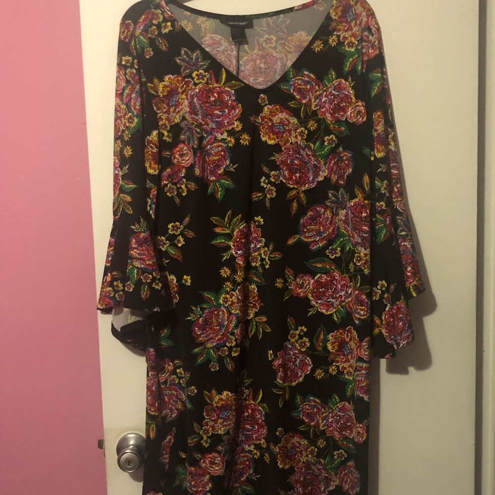Ashley Stewart Black Floral Dress